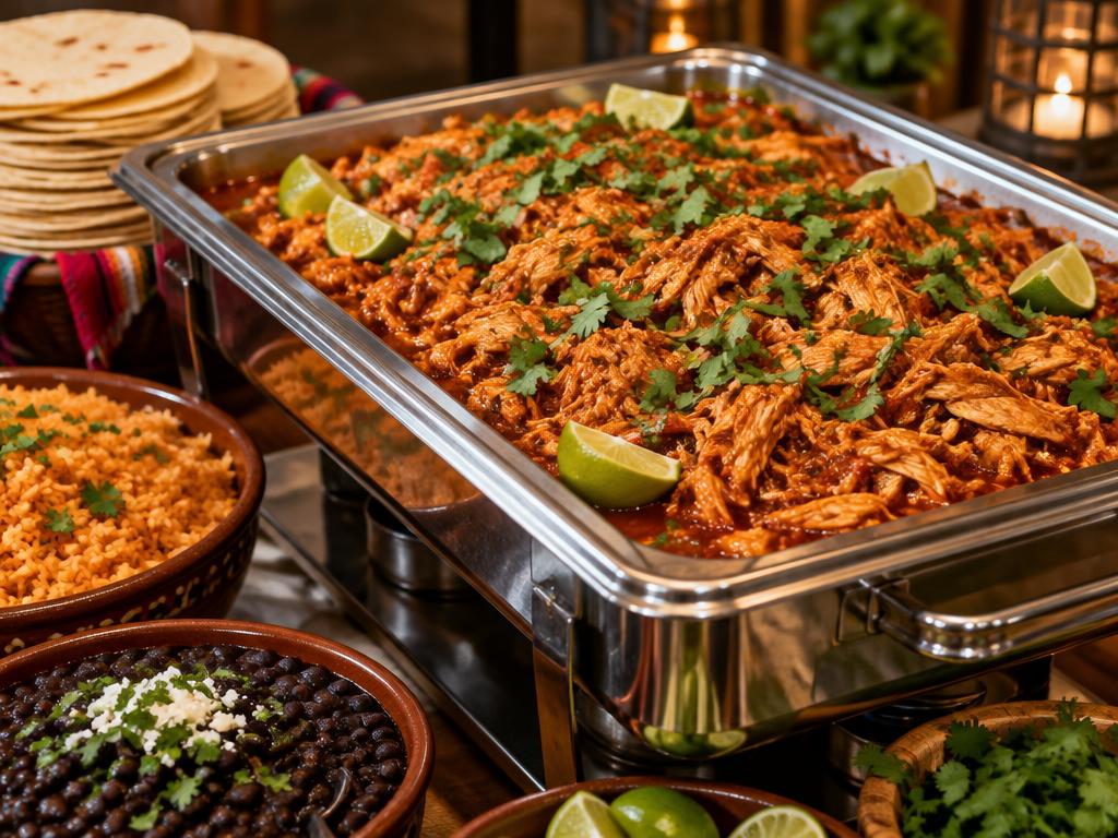Tinga de pollo · Lote para 100 personas